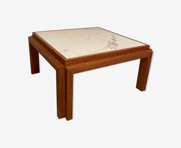 Table basse chêne et calacatta