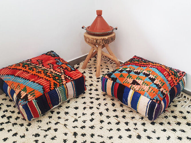 Ensemble de 2 poufs marocains