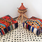 Set of 2 Moroccan poufs in carpets