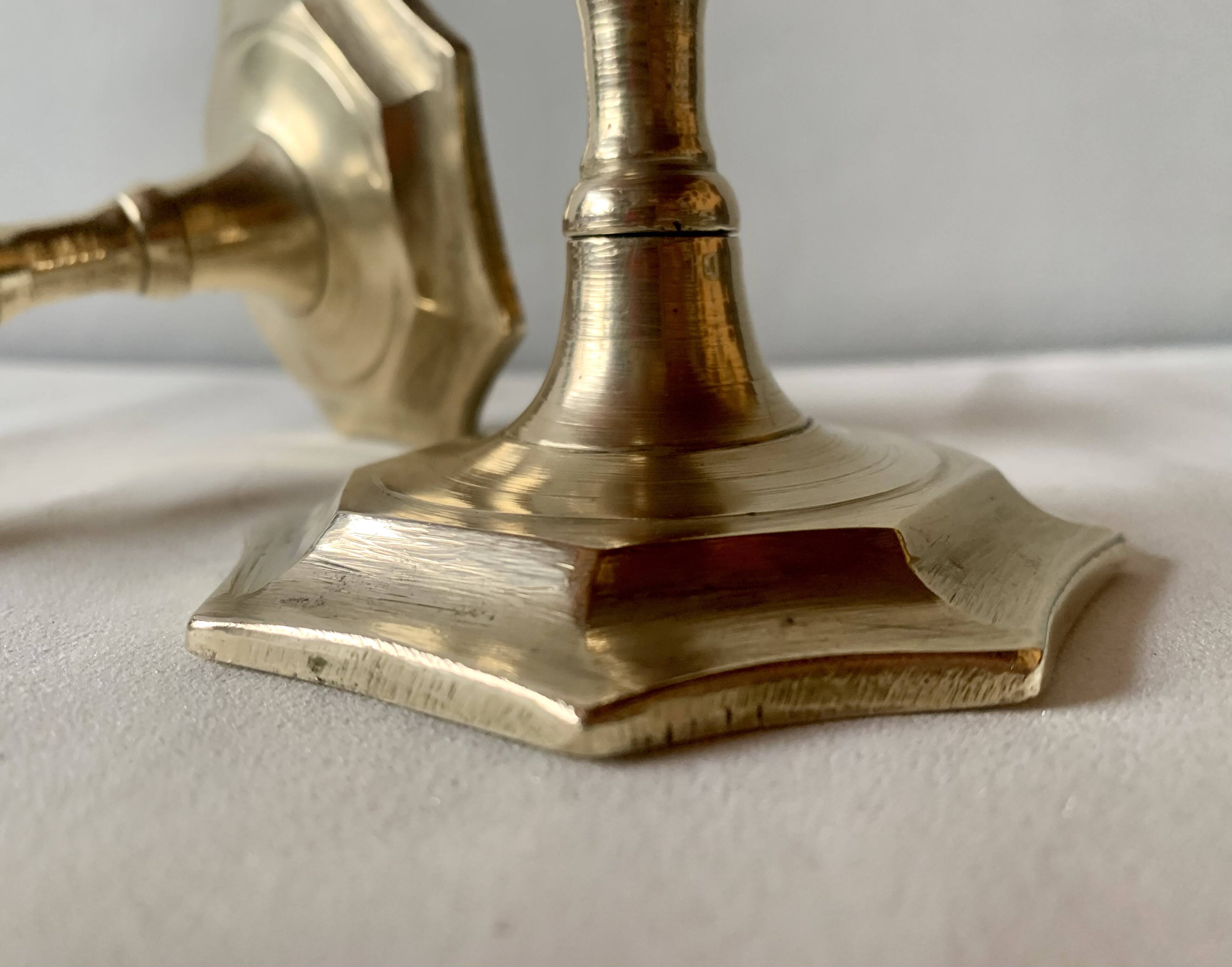 Pair of antique brass candlesticks