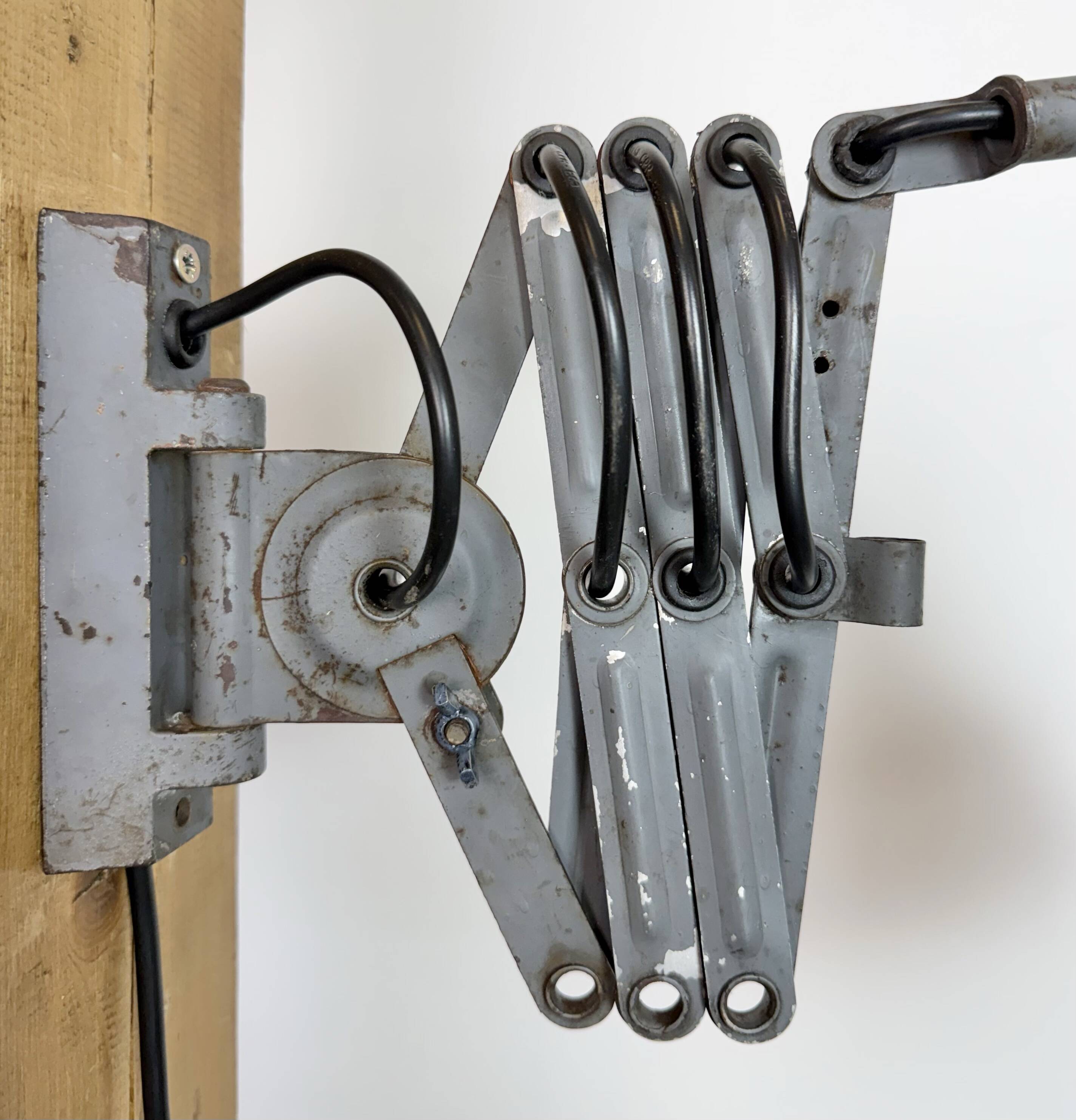 Grey Industrial Gooseneck Scissor Wall Lamp from Elektroinstala, 1960s