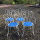 Ensemble Table et fauteuils de jardin blanc bleu