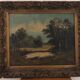 Huile sur toile paysage lacustre