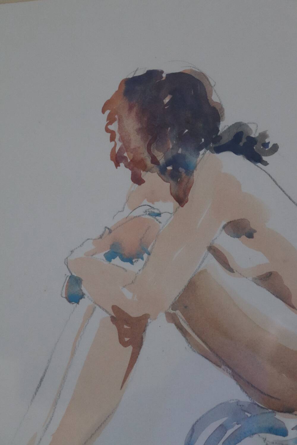 Watercolour painting on paper – seated woman