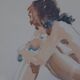 Watercolour painting on paper – seated woman