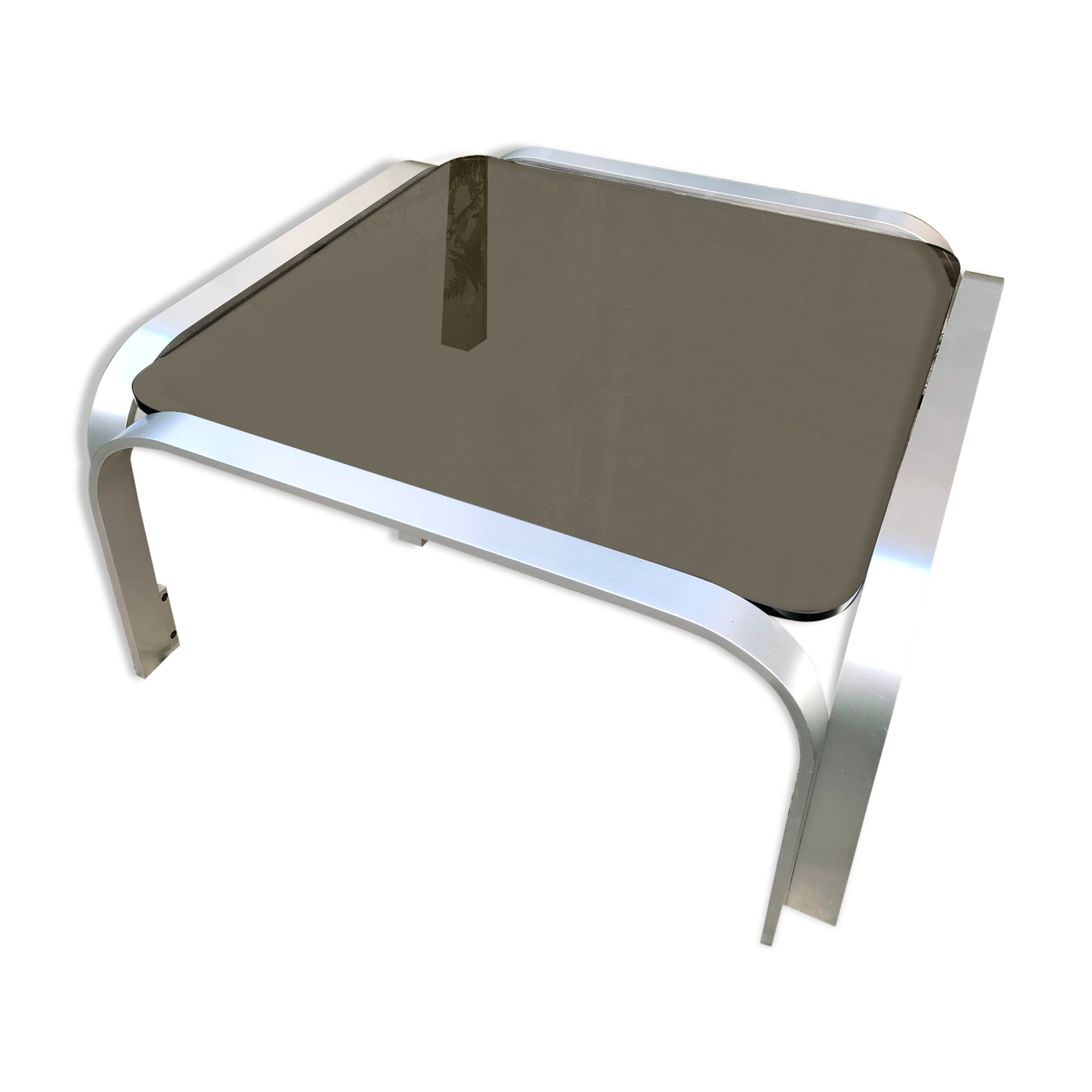 Vintage coffee table square smoked glass 1960s-1970s