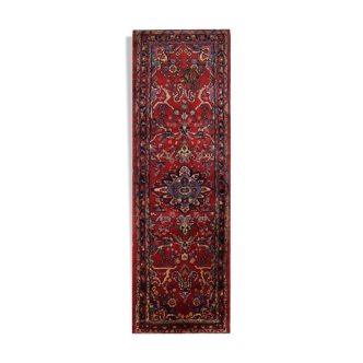 Traditional red persian runner rug long handwoven oriental wool rug - 84x275cm