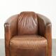 Fauteuil aviateur en cuir de vachette de couleur cognac