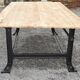 Industrial table cast iron and wooden tray