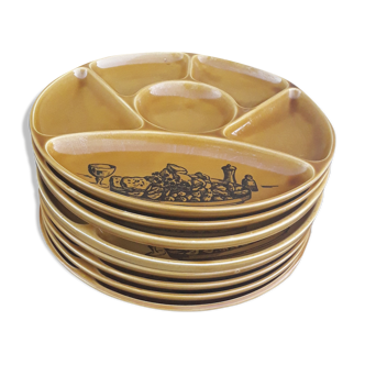 8 Gien diam 24 cm earthenware fondue plates