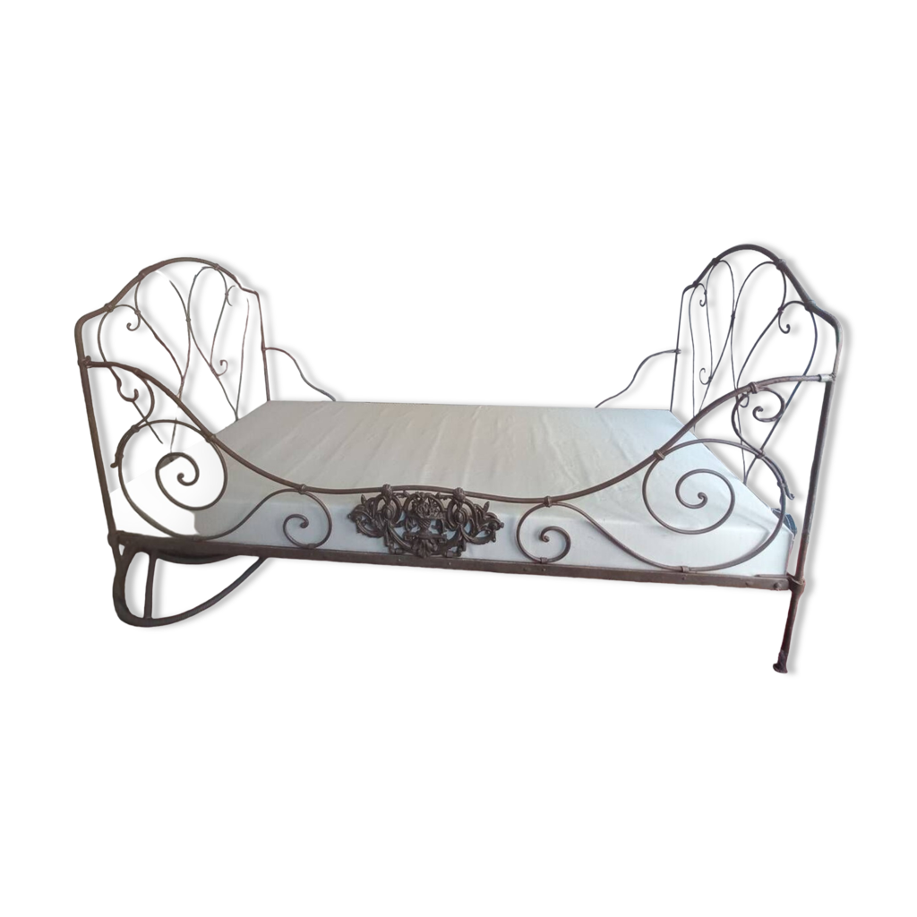 19th century metal sofa bed with new custom-made bed base Selency