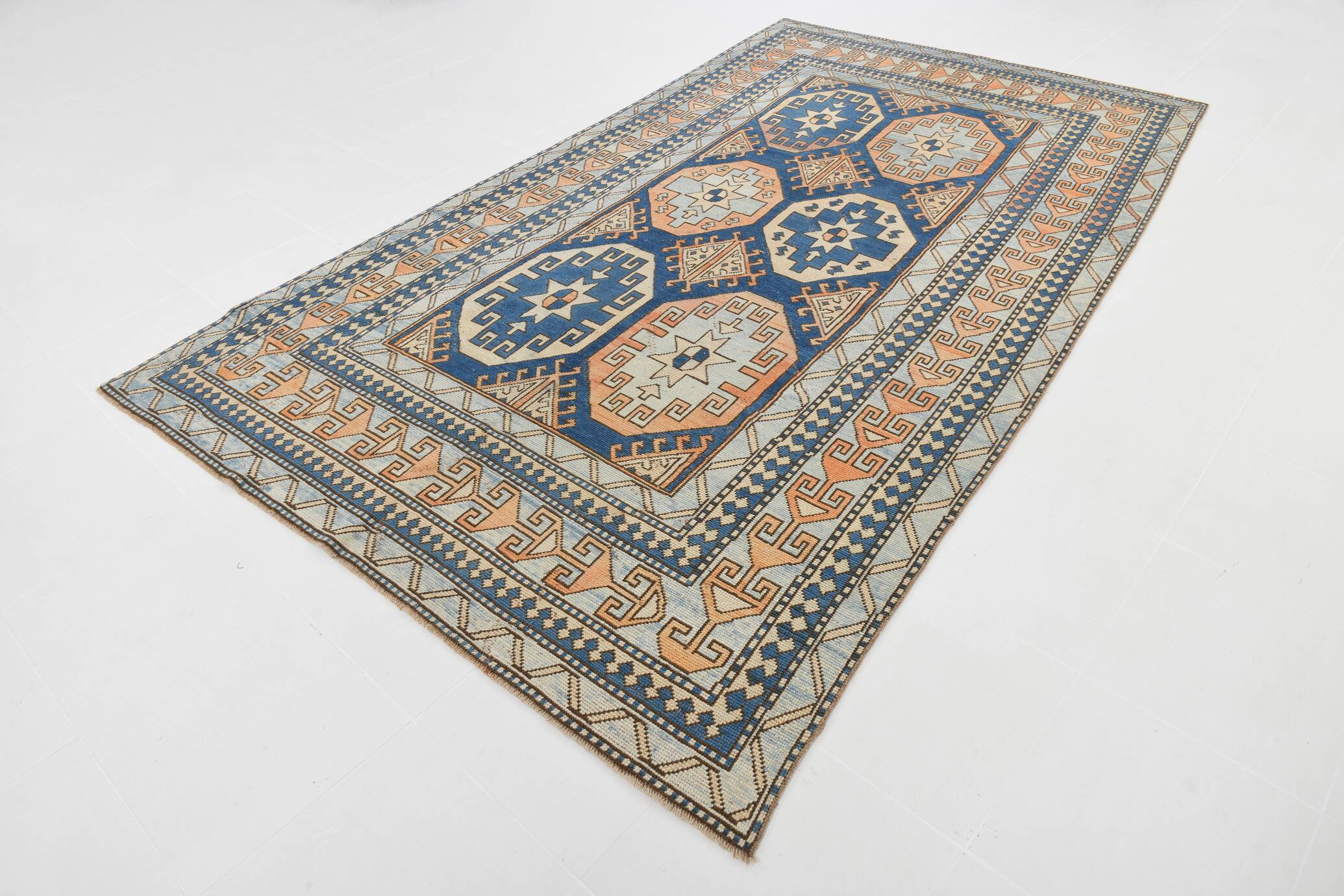 6x11 Unique Handmade Blue Persian Rug, 188x328Cm