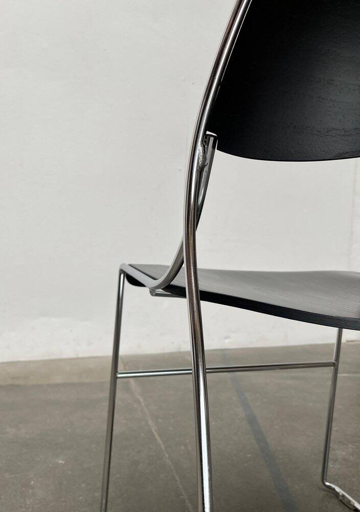 Set of minimalist postmodern stackable chairs, 1980s.