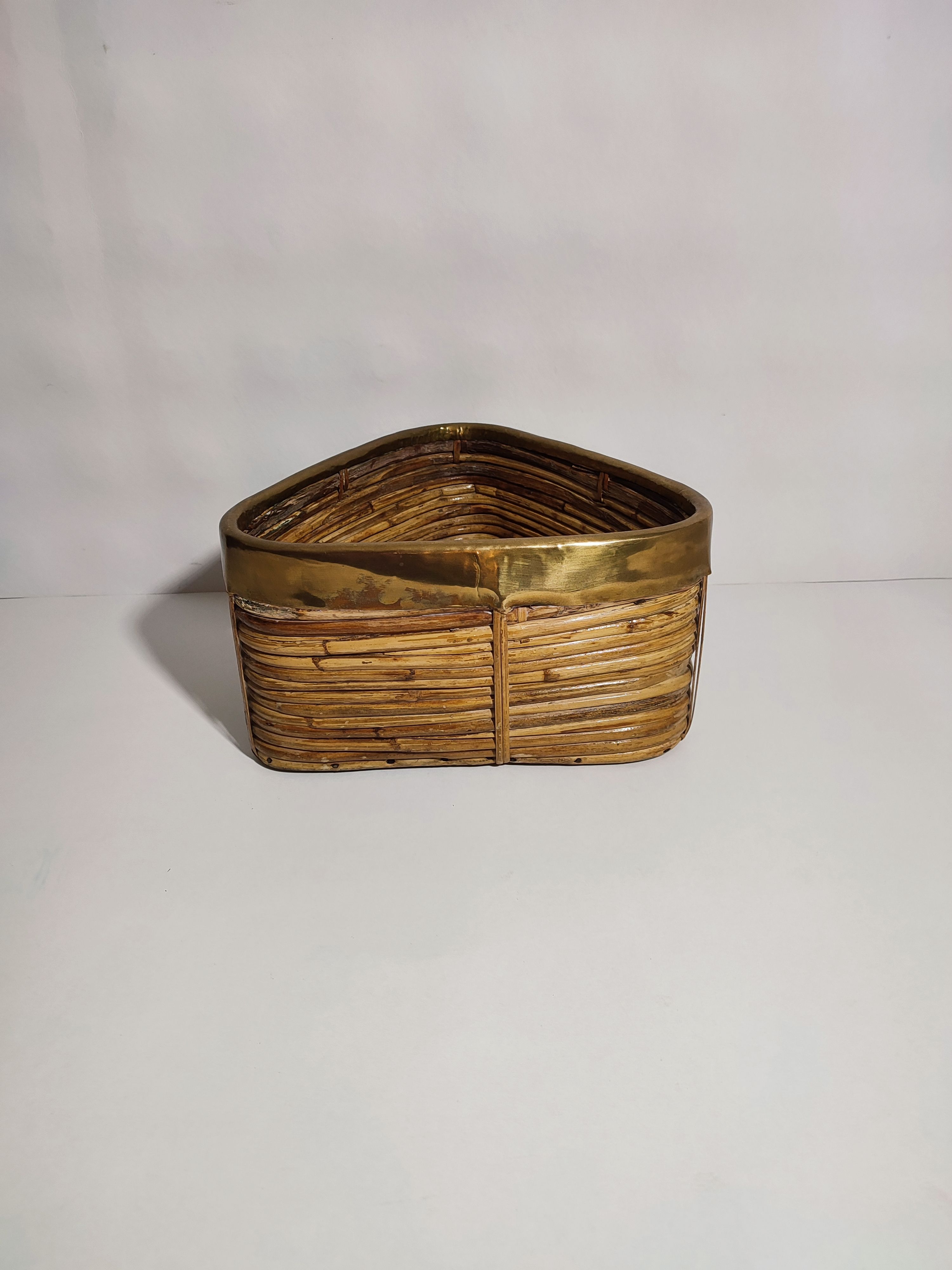 Rattan Brass Basket 1970