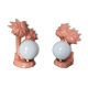 Paire de lampes palmiers en céramique rose saumoné et boule opaline blanche années 70 80