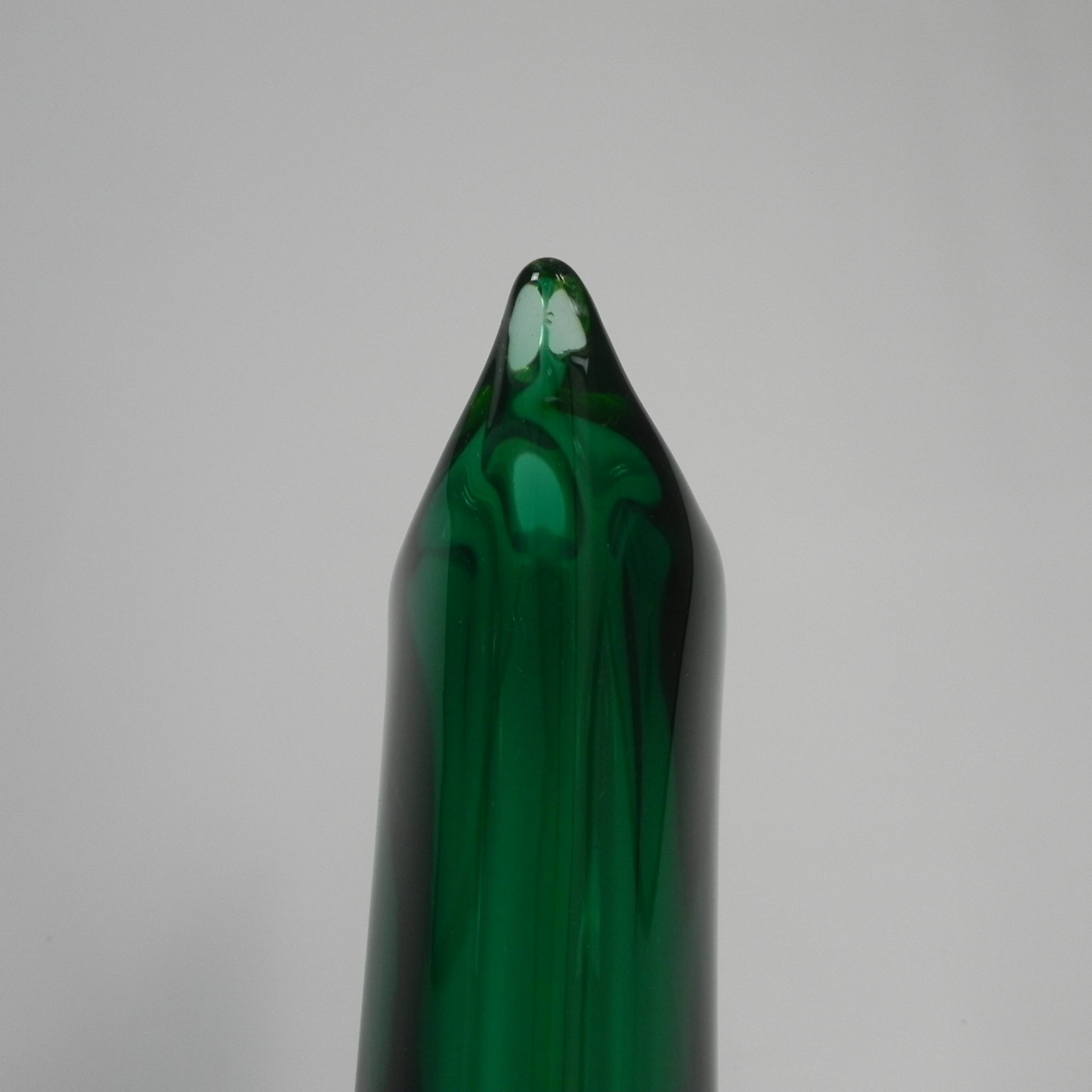 Murano Sommerso vase in green and amber yellow glass, 1960s