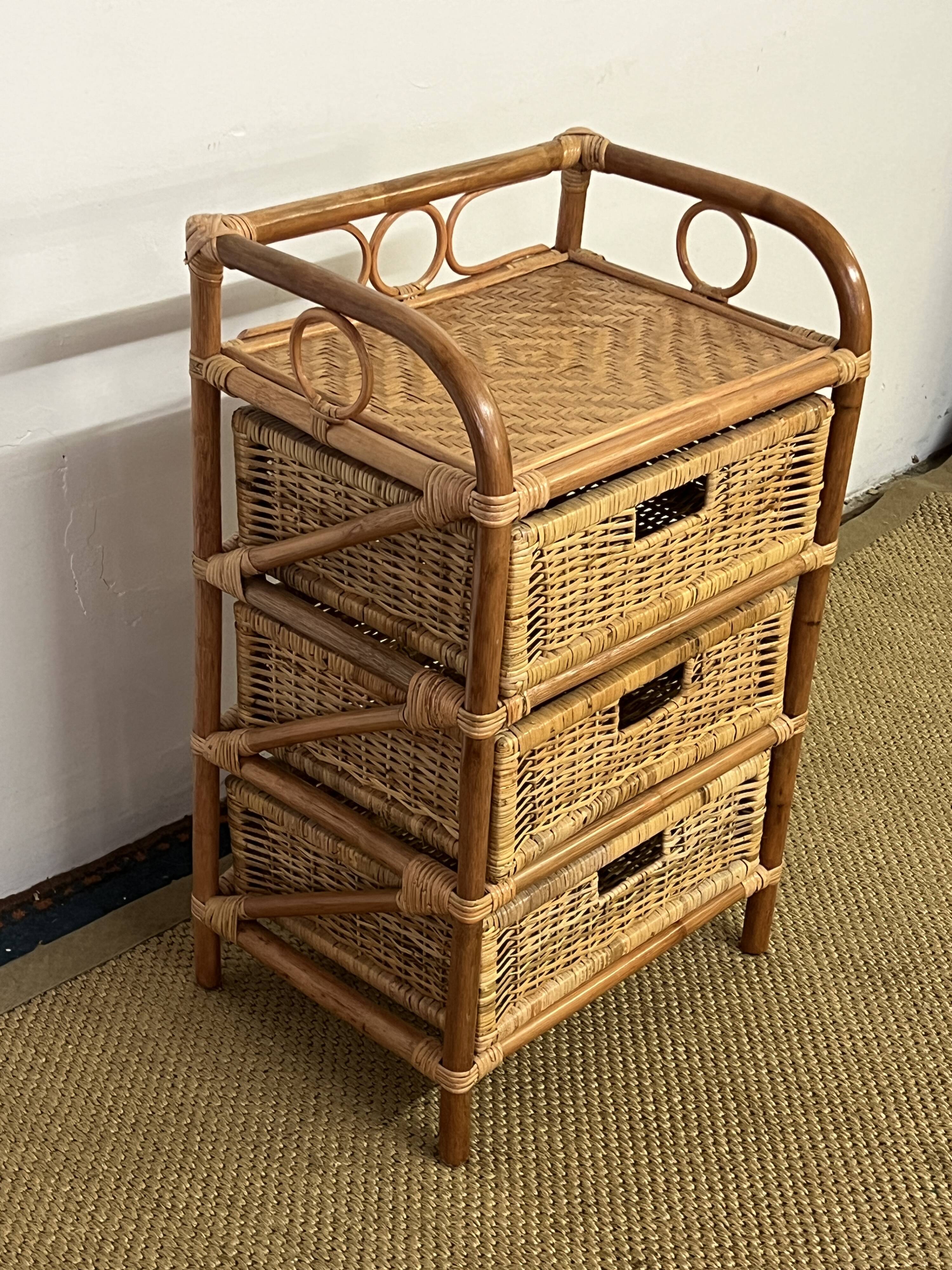 Vintage rattan chest of drawers