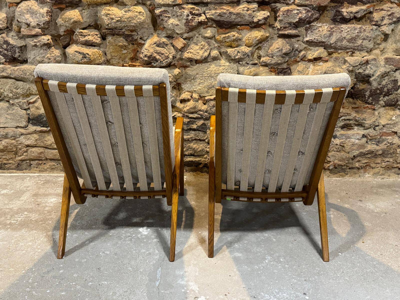 Paire de fauteuils par Jan Vaněk, années 1940, entièrement restaurés, Tchécoslovaquie