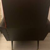 Brussels style armchair from the 50s/70s in faux leather and wool.