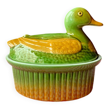 Terrine en barbotine canard vintage