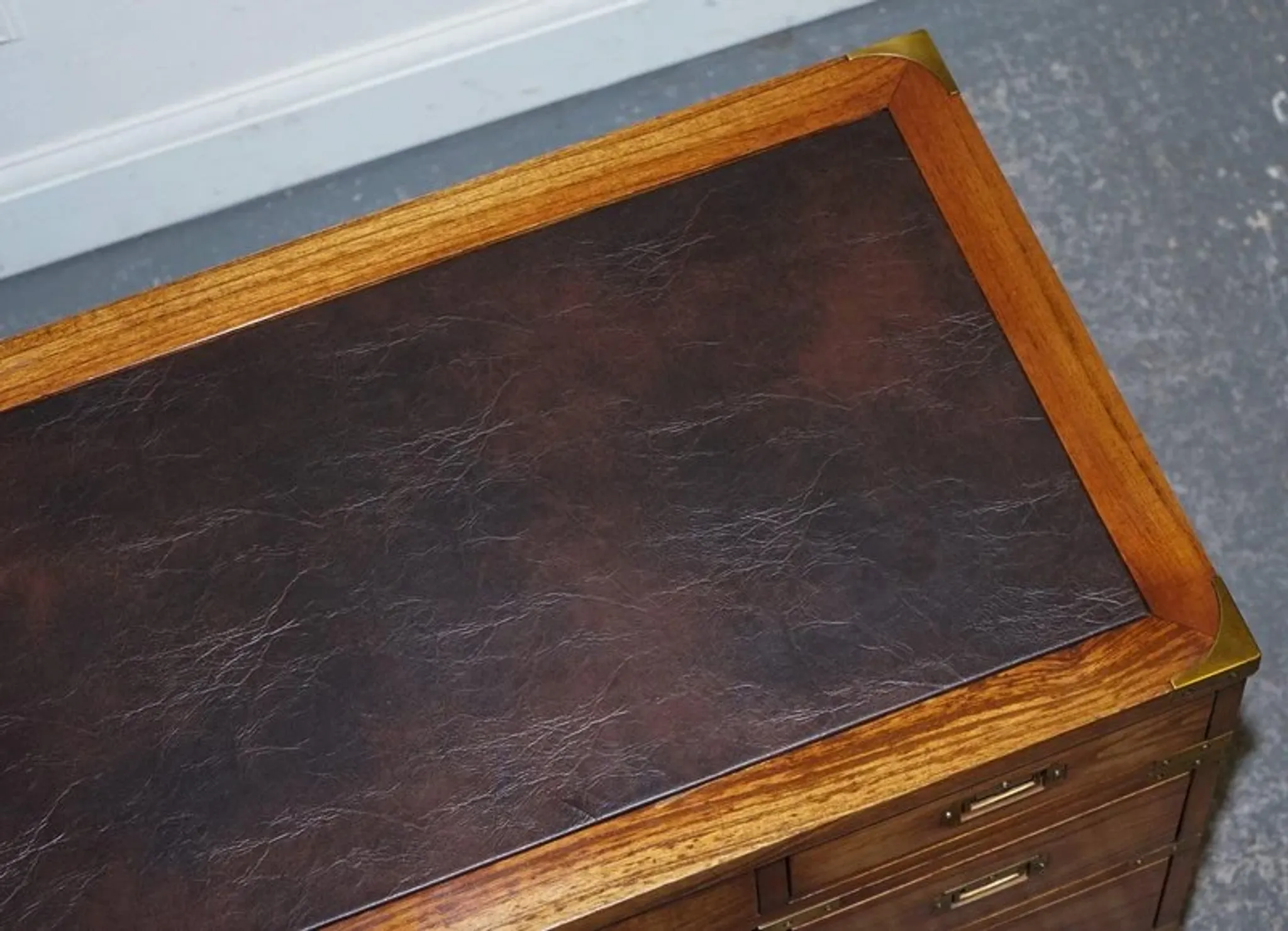 Vintage Military Campaign Desk with Brass Fittings