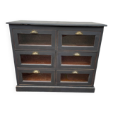 Meuble style de métier 6 tiroirs noir mat