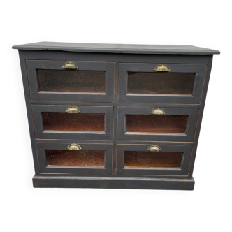 6-drawer matte black trade style furniture