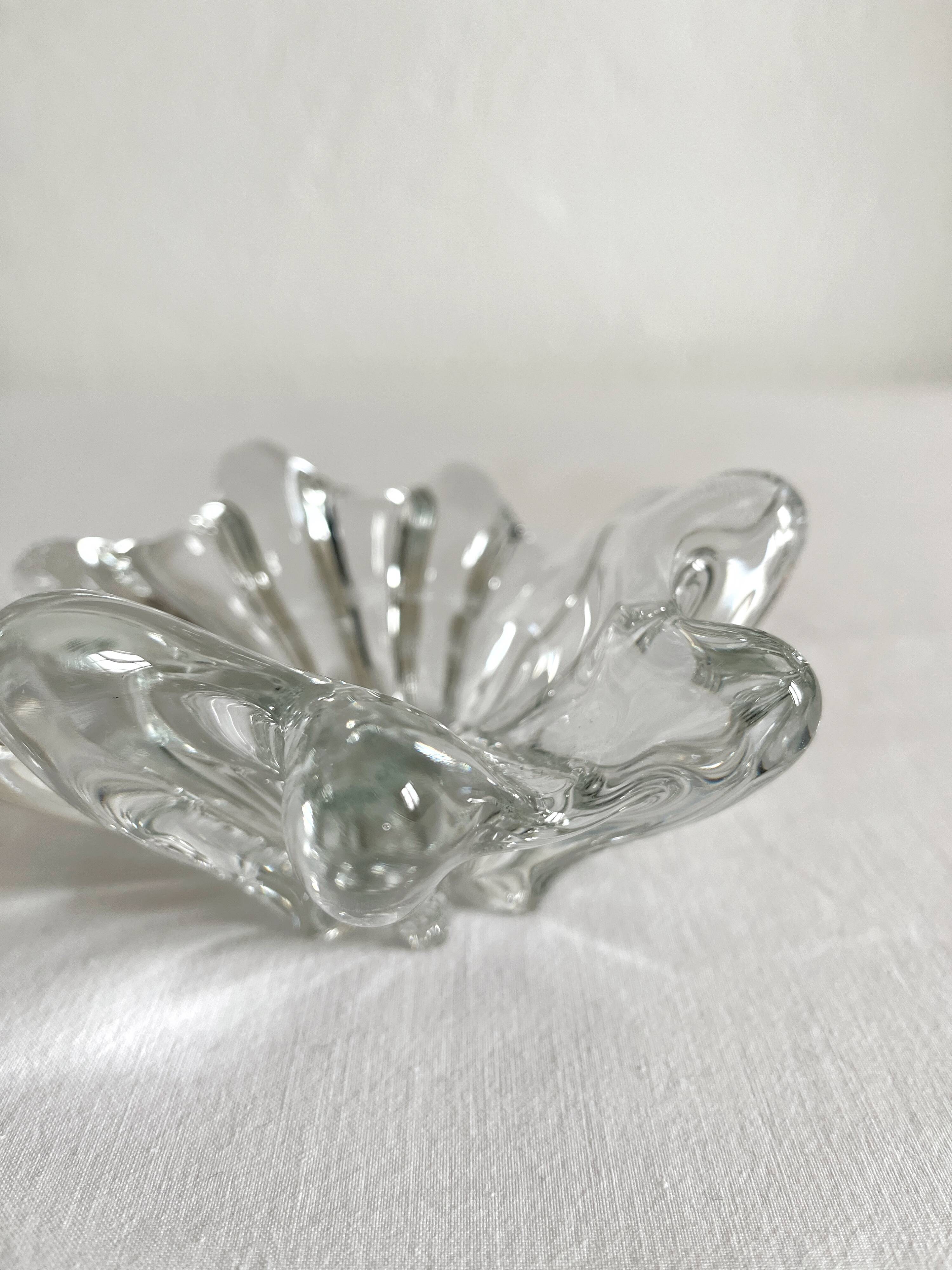 Vintage 70s organic shaped crystal ashtray