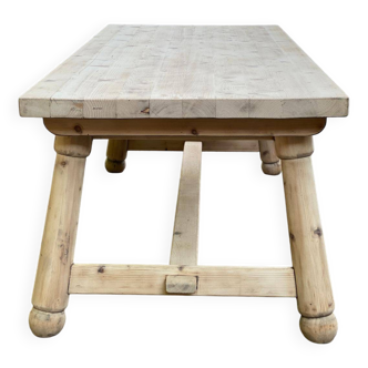 Georges Robert 1960 farmhouse table renovated in raw solid wood