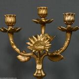 Pair of candelabra in gilded spelter and onyx – 1940