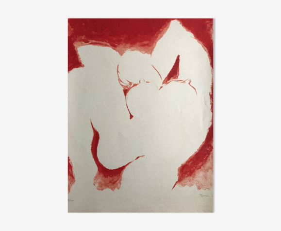 Lithographie originale signée et numérotée d'Edouard PIGNON, Nu au repos, 1975