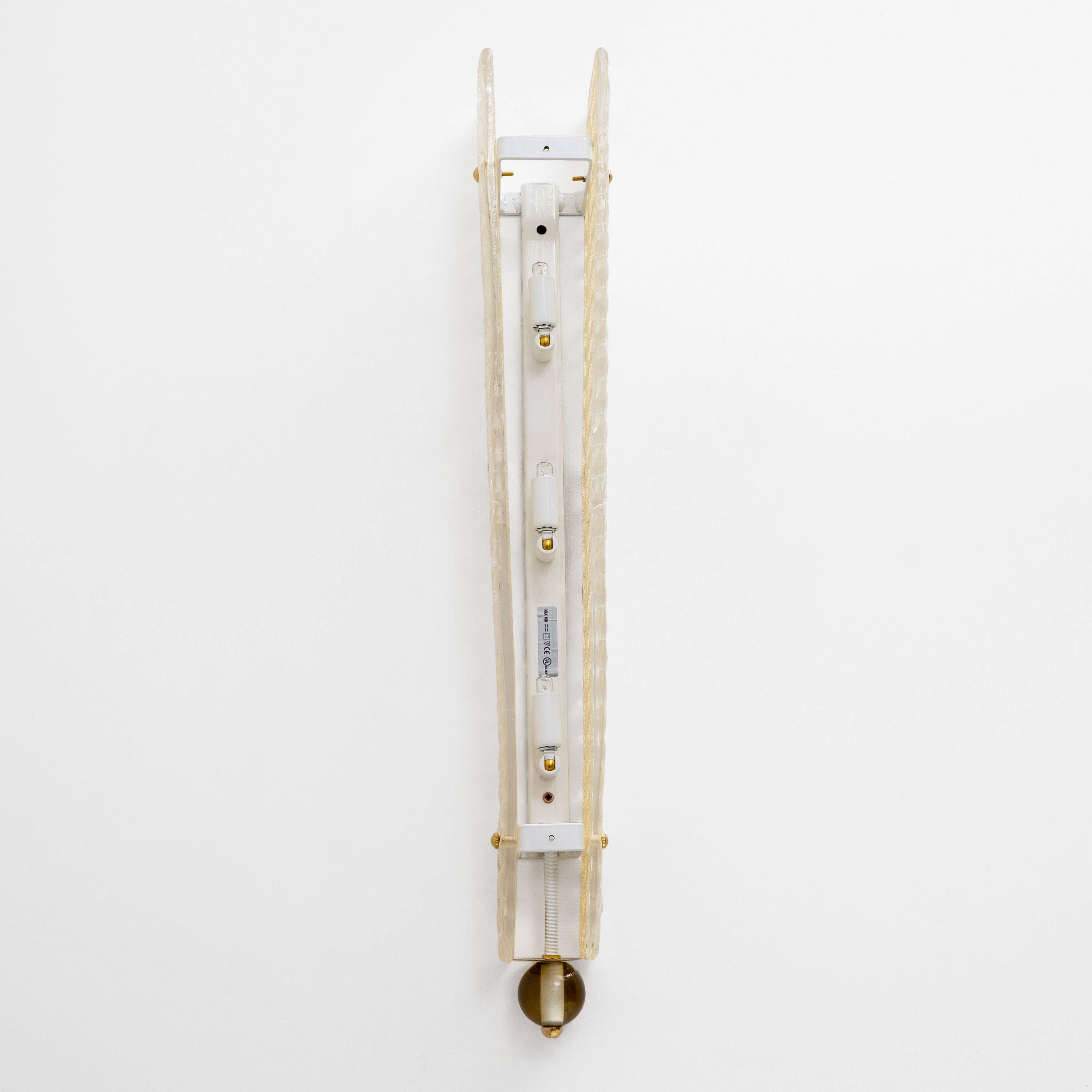 Pair of Art Deco Style Brass and Murano Glass Gold Graniglia Sconces