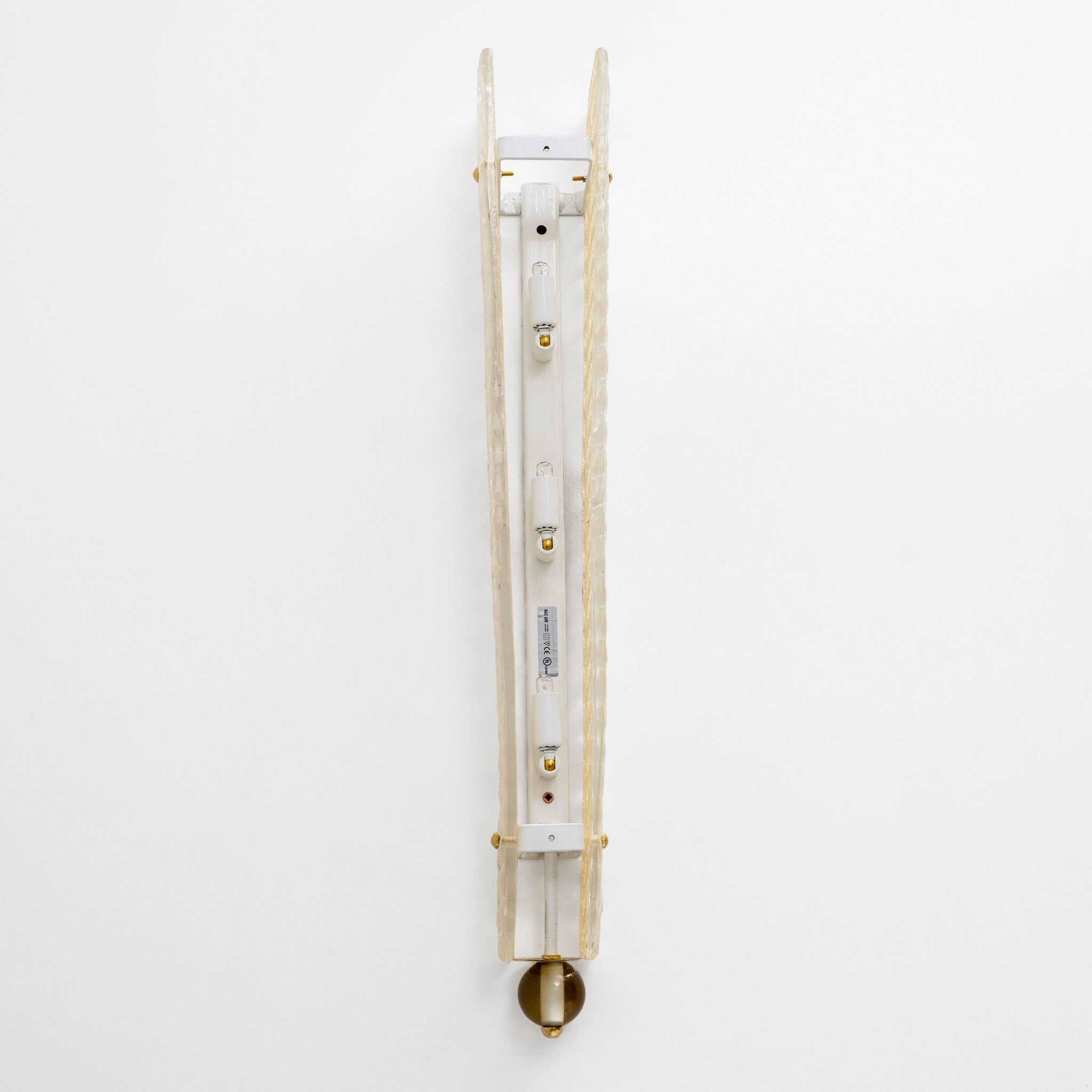 Pair of Art Deco Style Brass and Murano Glass Gold Graniglia Sconces