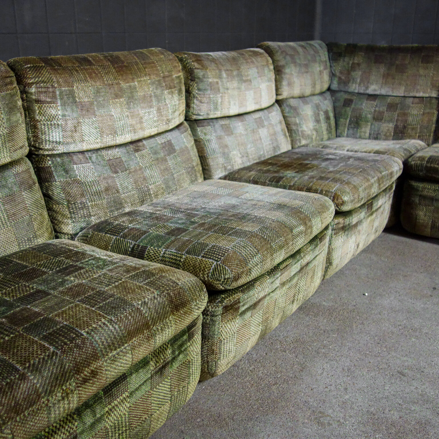 Rolf Benz modular corner sofa - green velvet - 1970s