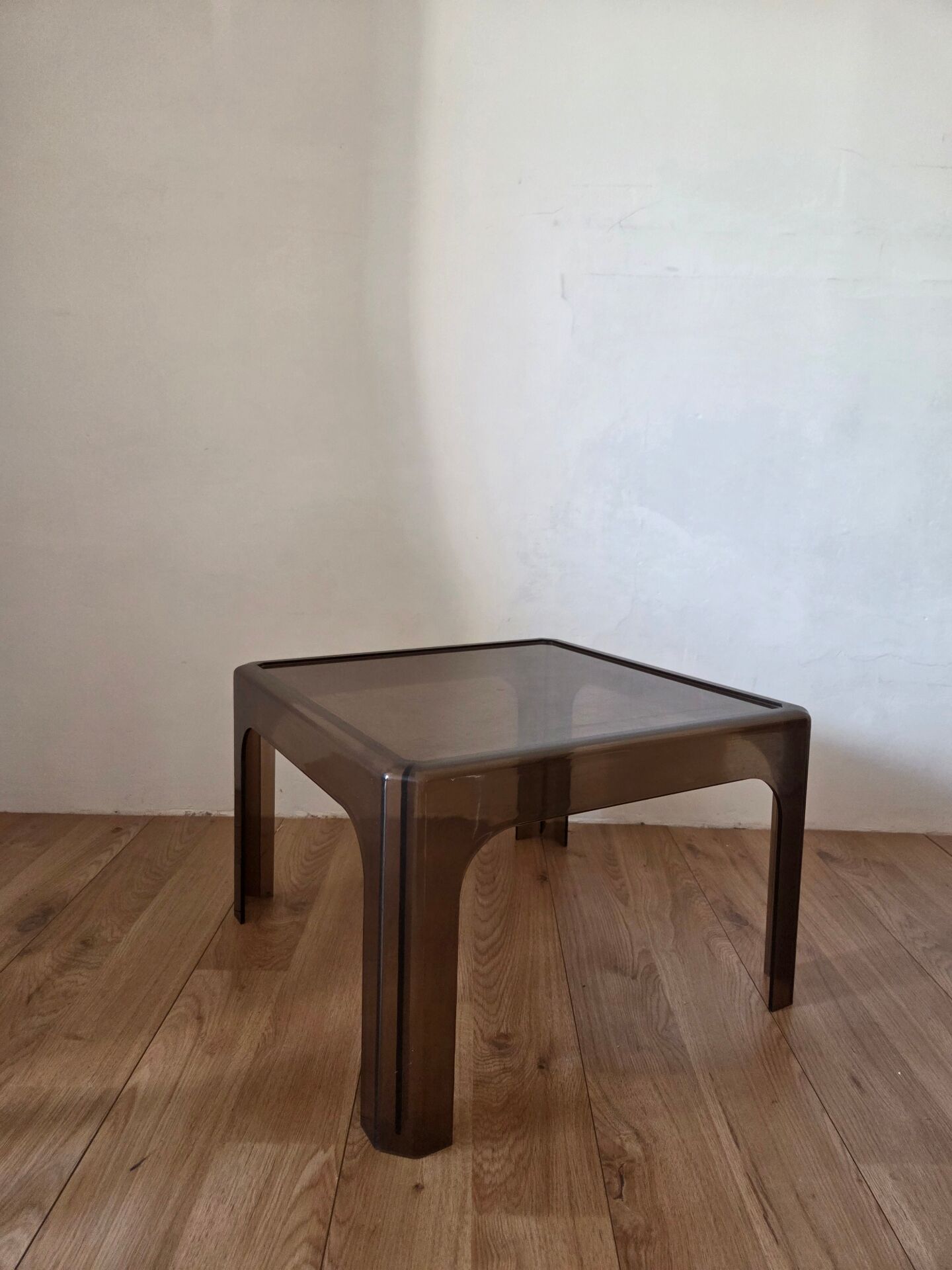 Smoked plexiglass side table, Prisunic