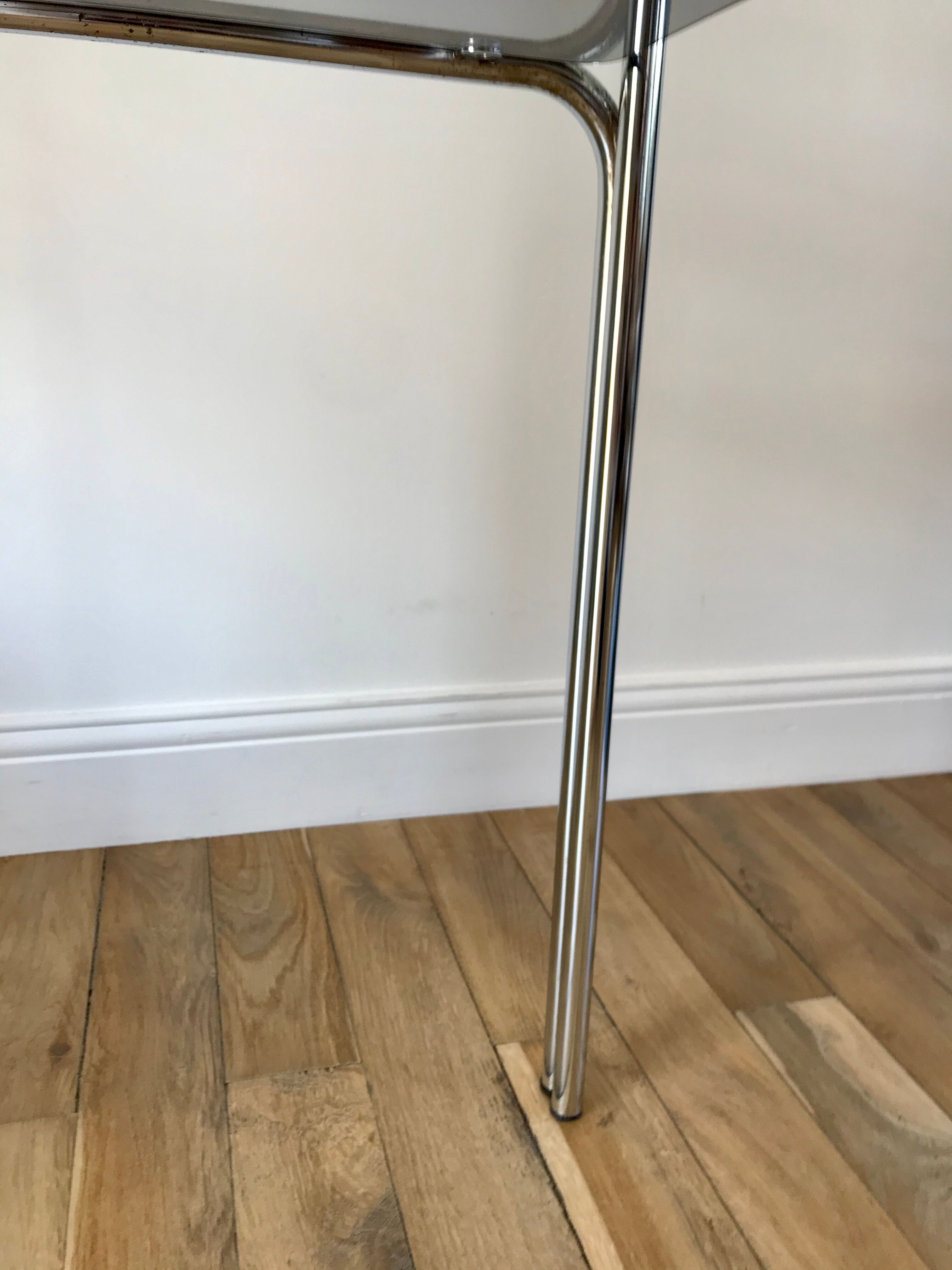 Side table in chrome and smoked glass 70s