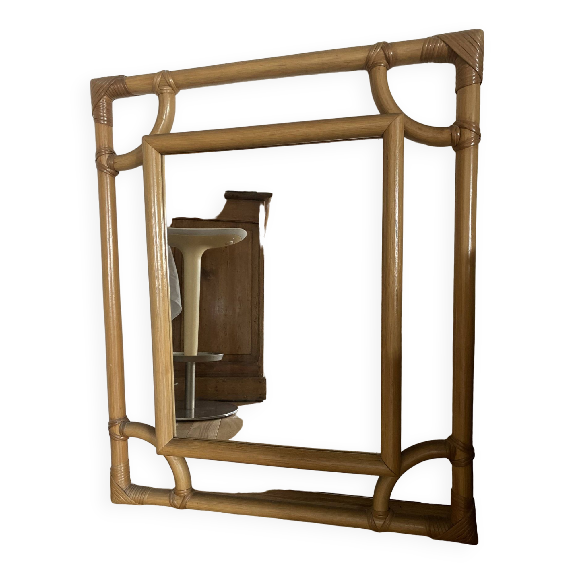 Large rattan mirror