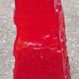 vintage brutalist red glass vase