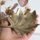 Trinket bowl vintage brass leaf
