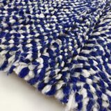 Moroccan Berber carpet Beni Ouarain ecru speckled blue majorelle 145x118cm