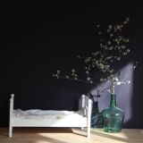 Painted wooden doll bed