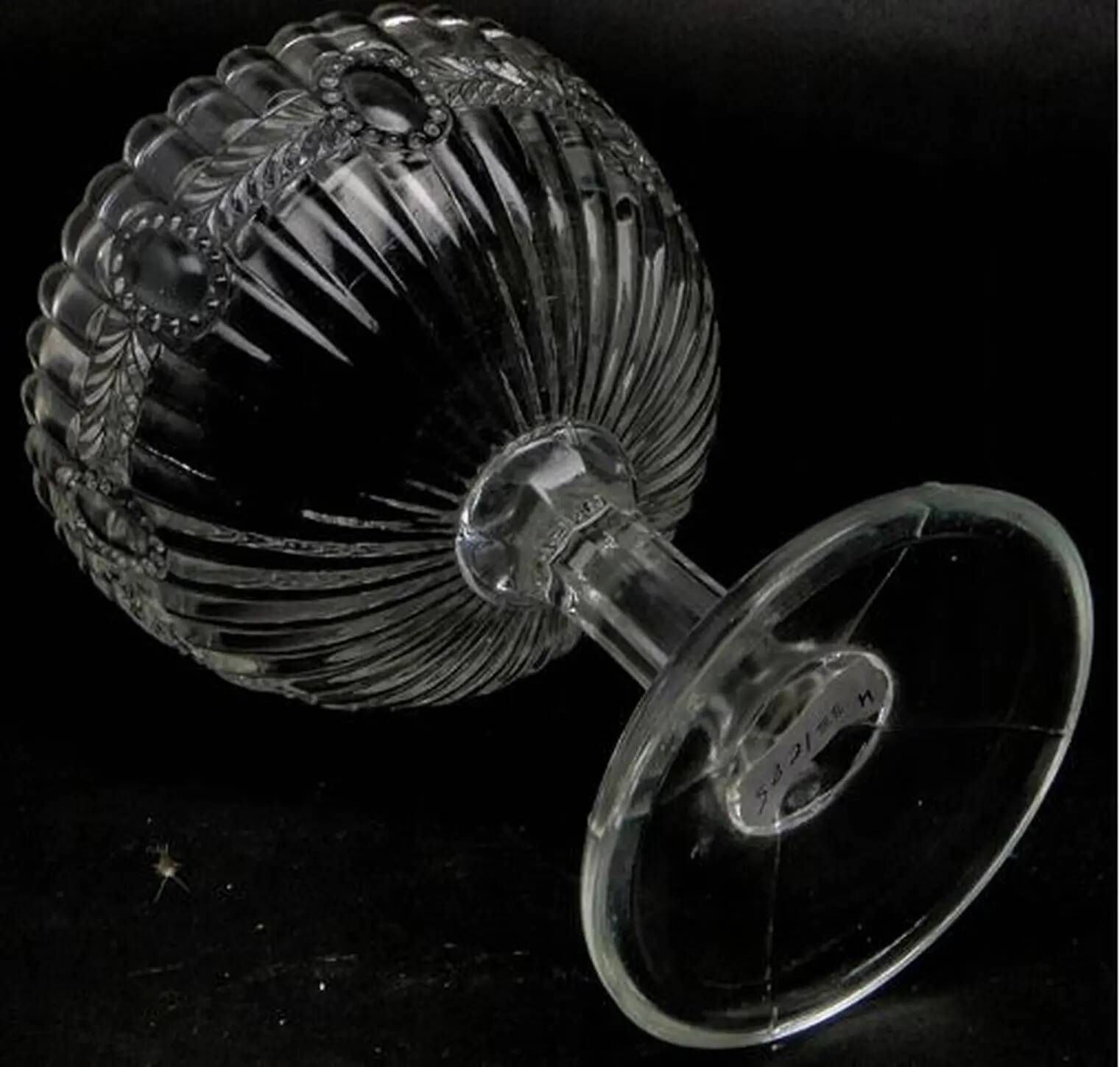 Basket-shaped pressed glass sugar bowl, Ząbkowice, Poland, 1970s