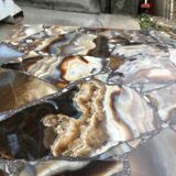 1970 coffee table in polished Madagascar aragonite