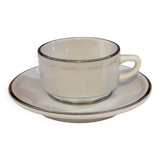 Four porcelain "bistro" cups and saucers