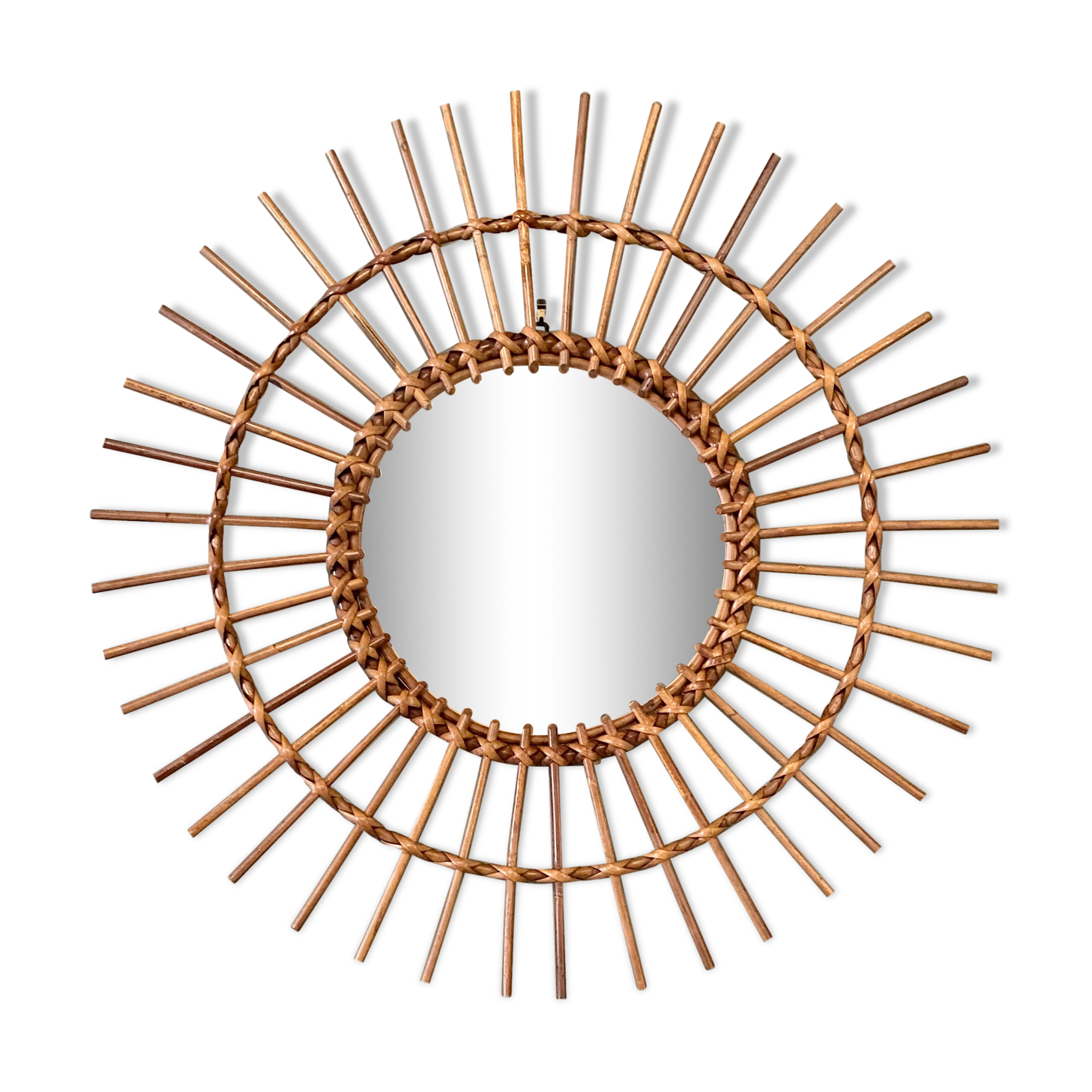 Vintage rattan sun mirror