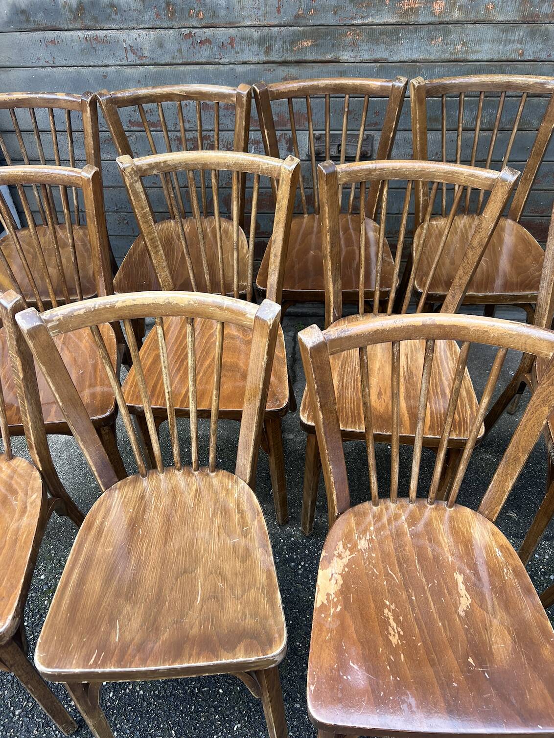 (Lot) 13 Stamped Baumann Chairs