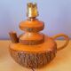 Pair of 60s brutalist wooden lamps