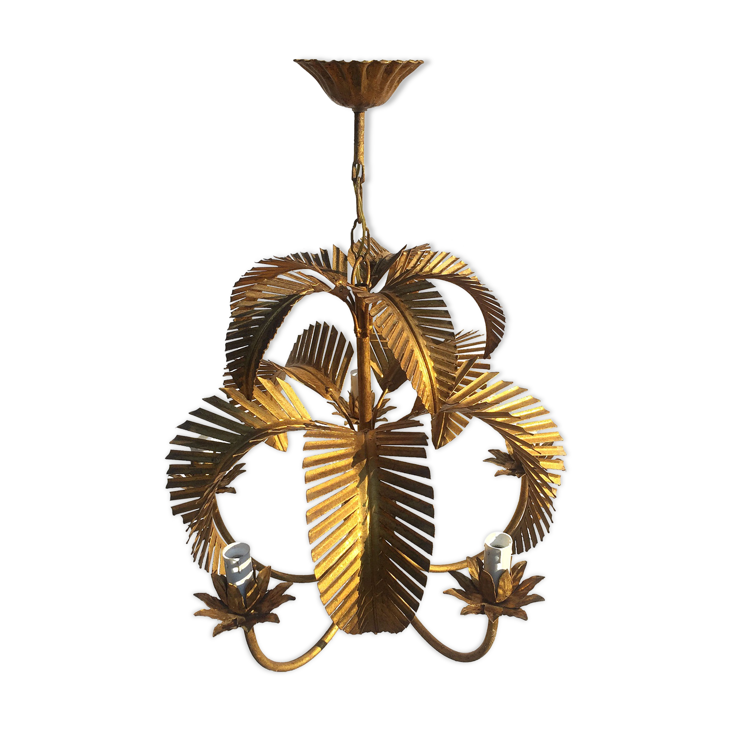 Lustre palmier doré par Hans Kogl circa 1960