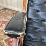 Fauteuil de bateau chesteefield en acajou et cuir