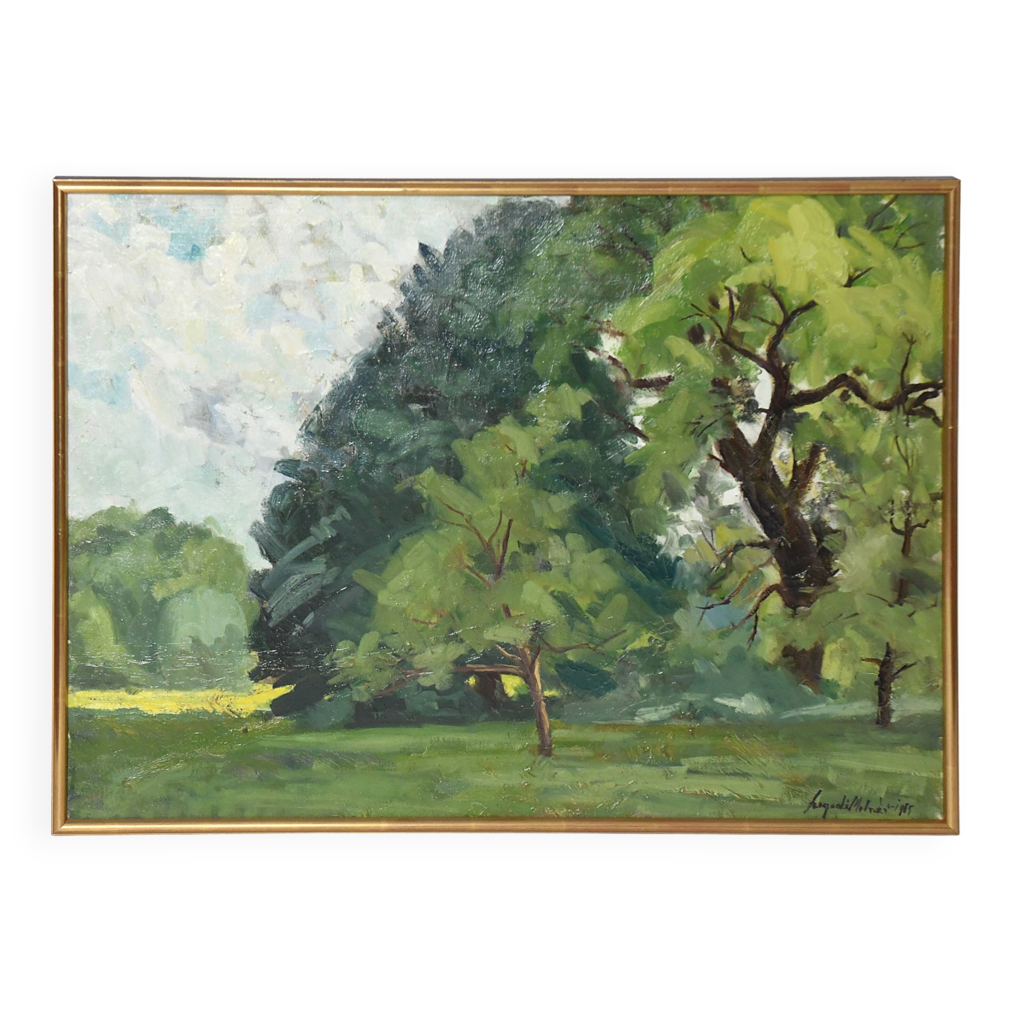 Geza szegedi molnar (1906-1970) oil on canvas "landscape"